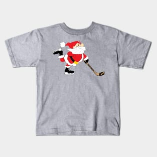 Hockey Christmas Skating Santa Kids T-Shirt